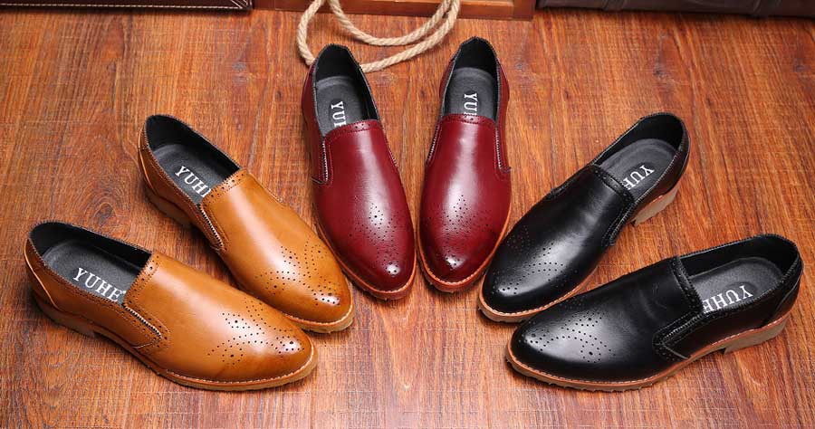 Men's brogue leather slip on dress shoes