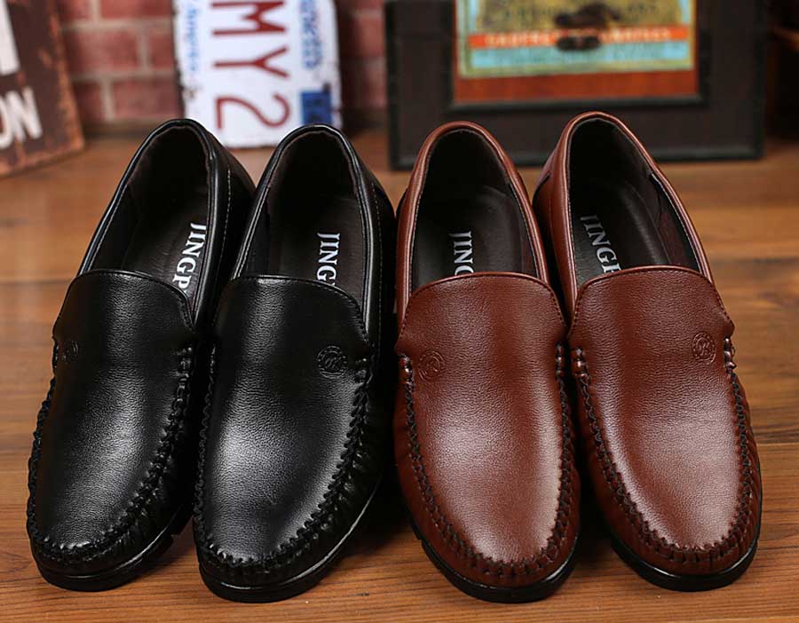 Men's simple leather slip on dress shoe loafers 1167