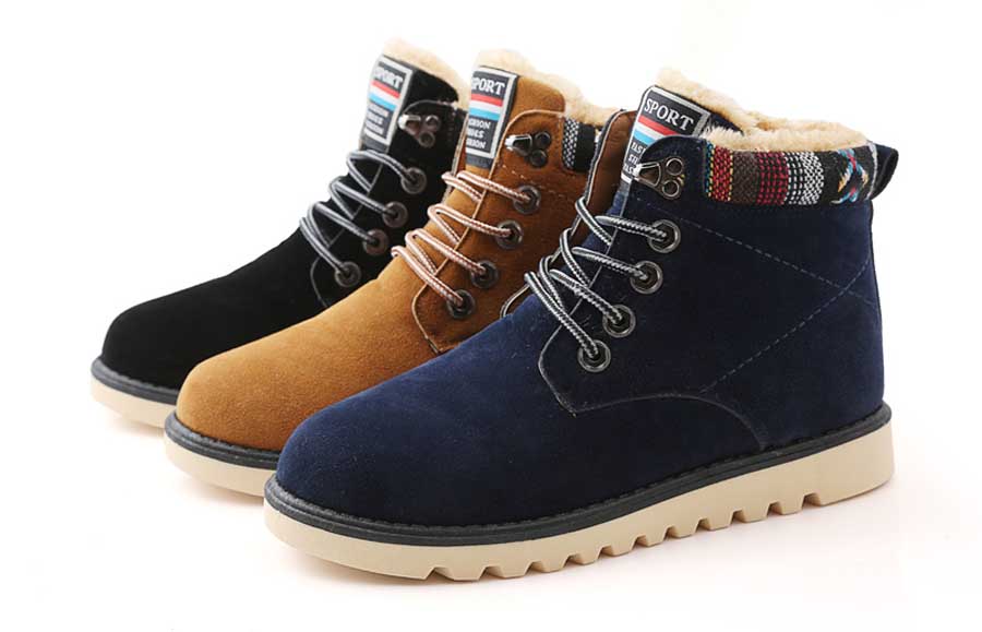 Men's casual leather lace up winter shoe boots