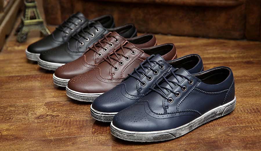 Men's casual oxford brogue leather dress shoes
