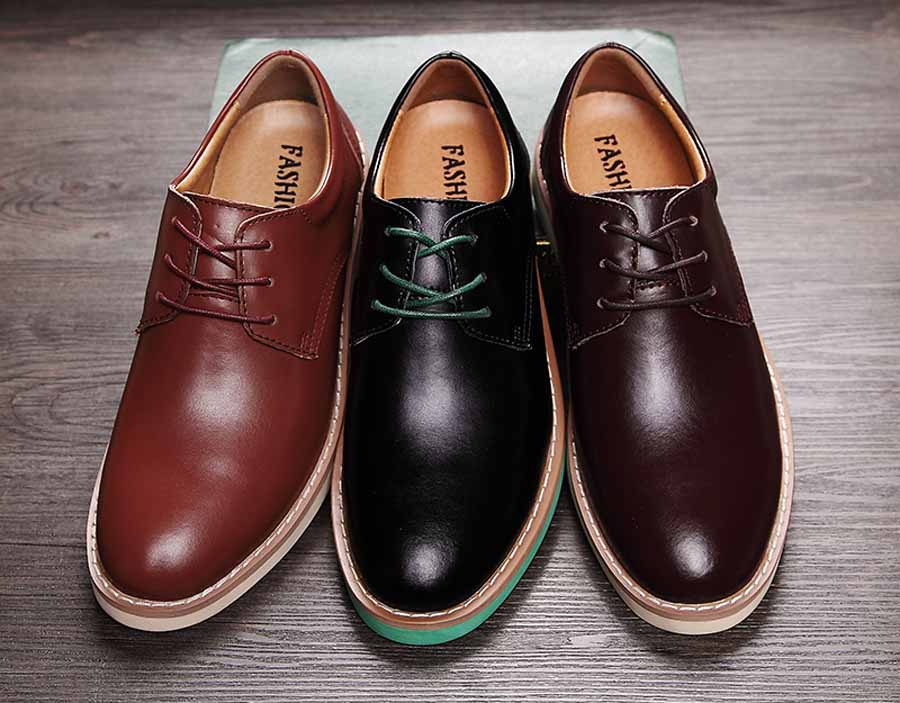 Men's Oxford casual leather lace up dress shoes