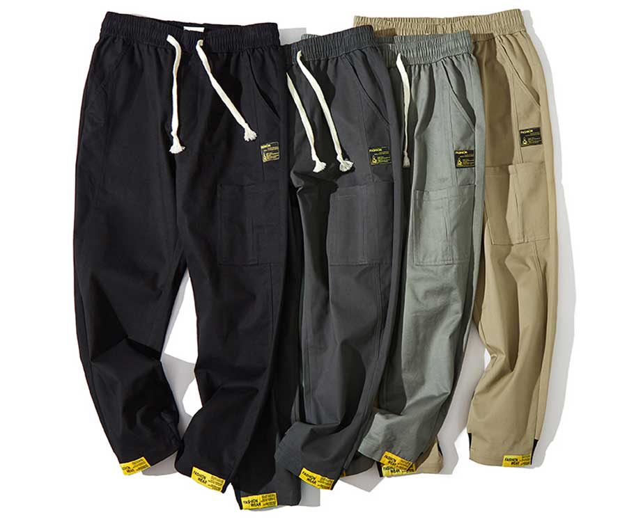 Men's multi pockets label pattern sweatpants