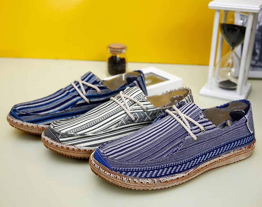 Men's retro stripe pattern casual canvas shoe sneakers