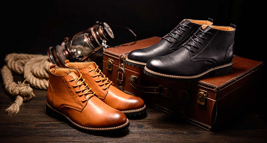 Men's retro leather Derby lace up dress shoe boots