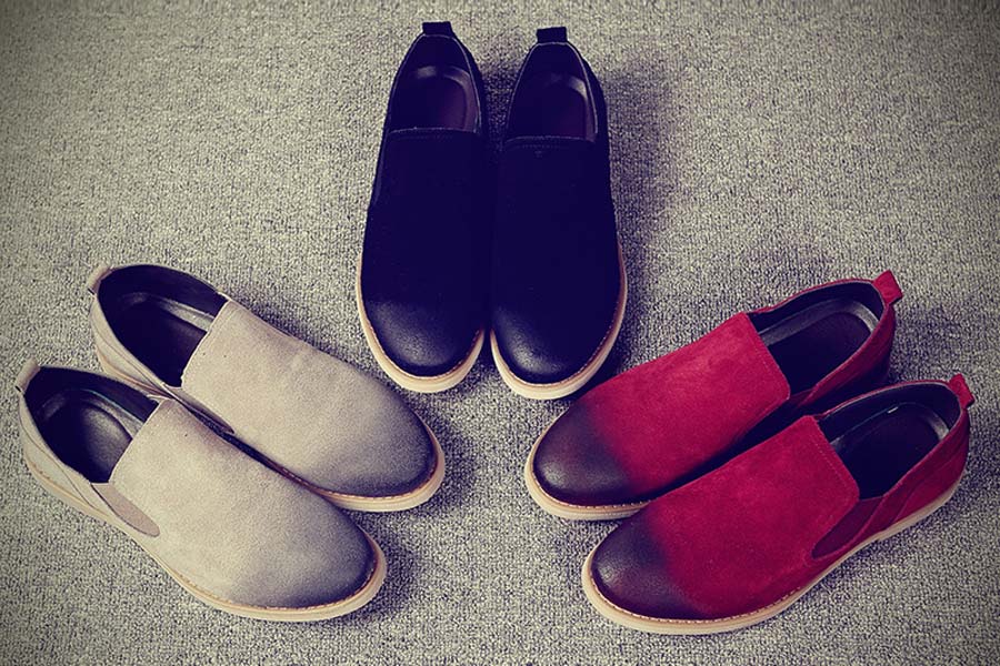 Men's retro leather slip on dress shoes