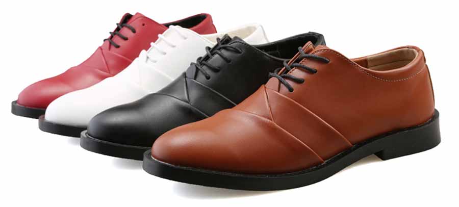 Men's retro pleated Oxford lace up dress shoes