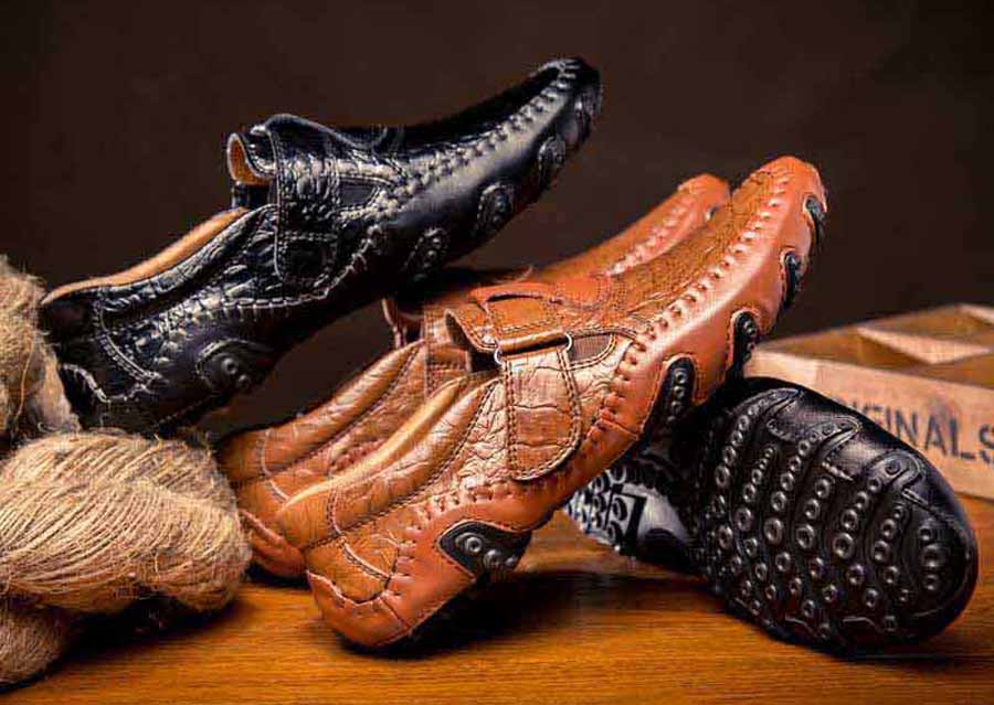 Men's velcro style pattern slip on shoe loafers