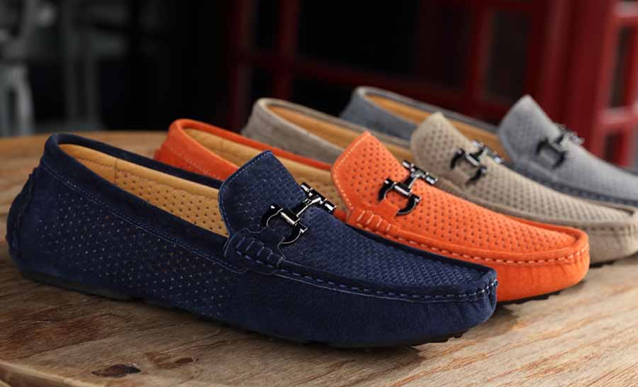 Men's hollow out metal buckle slip on shoe loafers