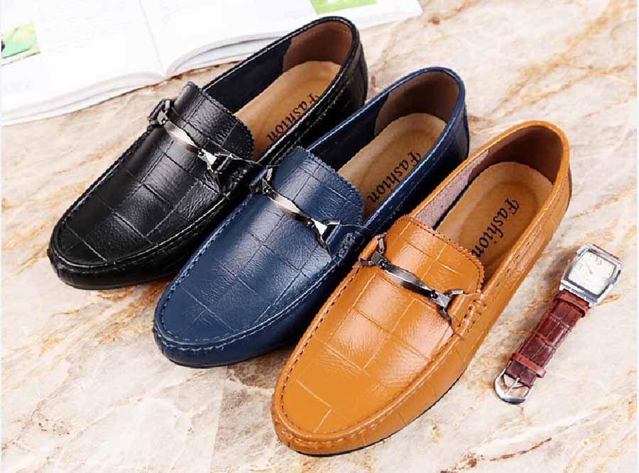 Men's brogue check buckle slip on shoe loafers