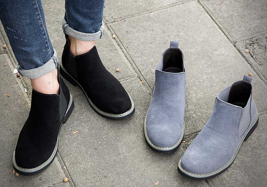 Men's slip on dress shoe boots in plain