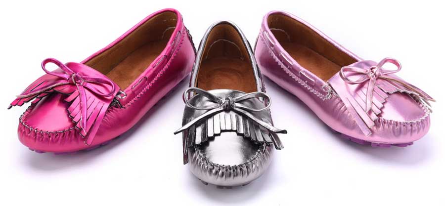 Women's butterfly tassel leather slip on shoe loafers