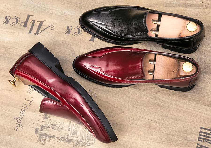 Men's point toe slip on dress shoes