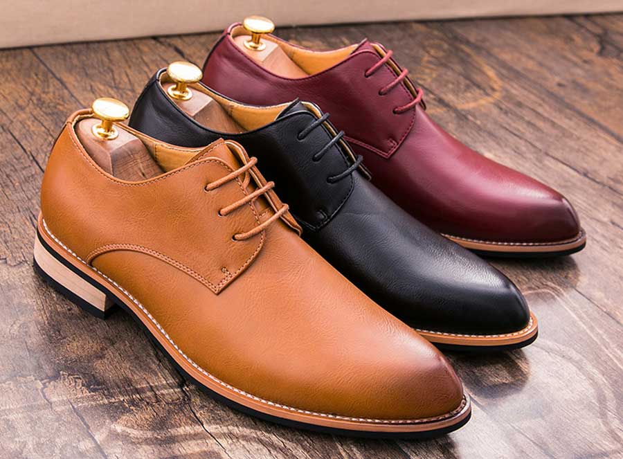 Men's retro toned leather derby dress shoes