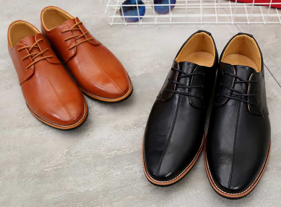 Men's urban leather derby dress shoes point toe
