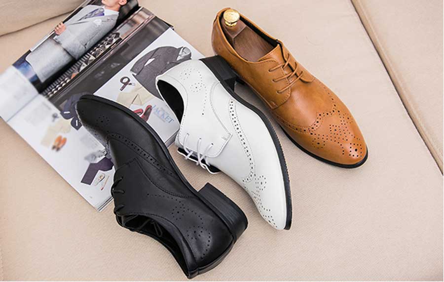 Men's brogue leather derby dress shoes
