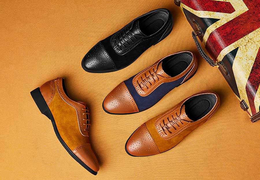 Men's retro brogue suede leather oxford dress shoes