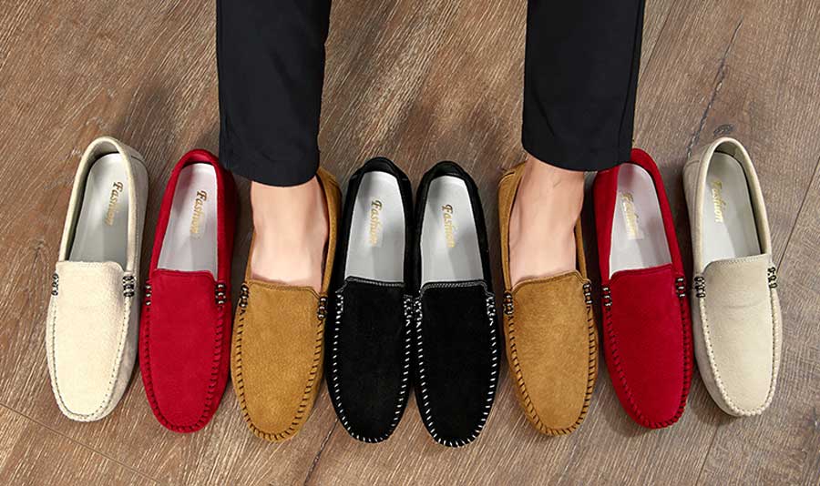 Men's sewed leather slip on shoe loafers