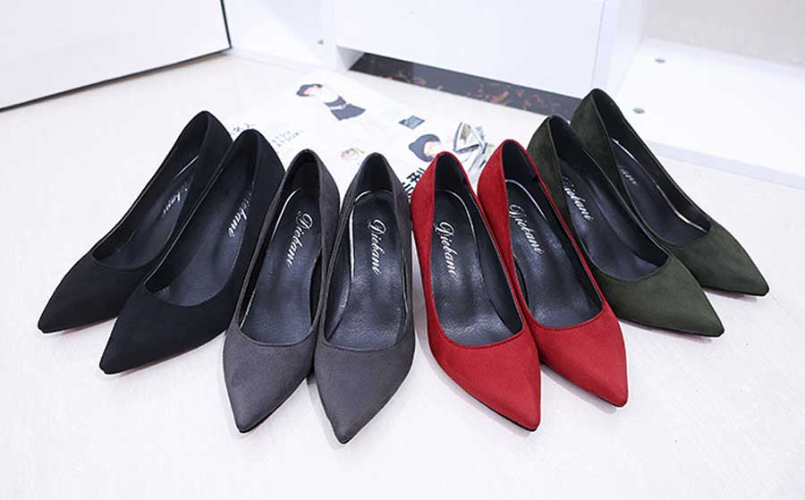 Women's slip on high heel dress shoes in plain