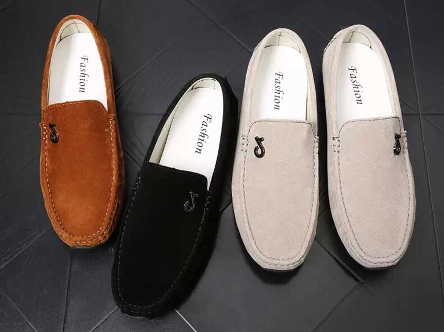Men's music buckle leather slip on shoe loafers