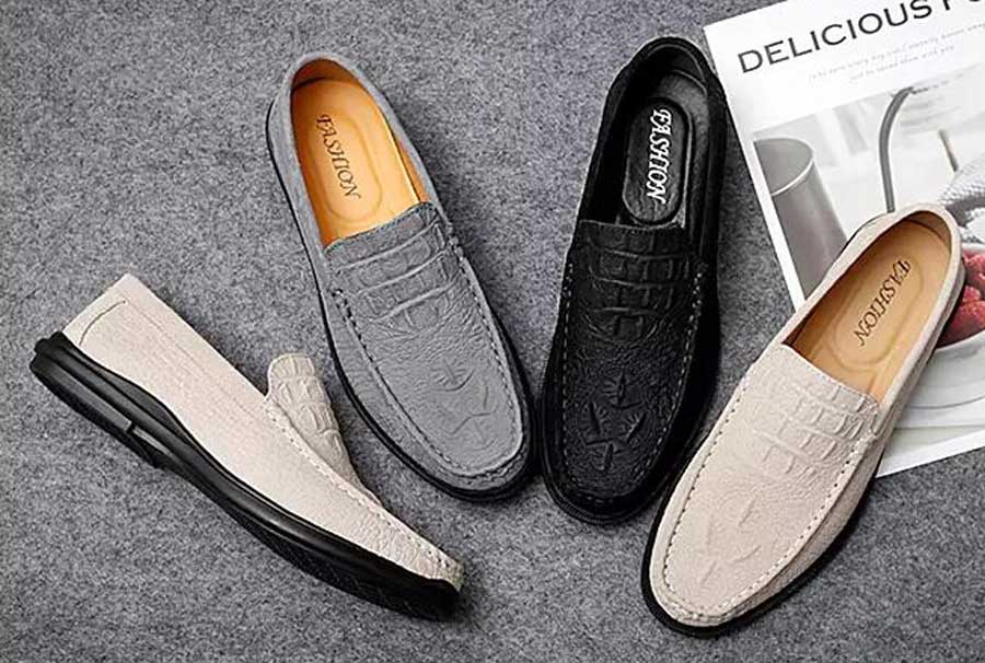 Men's crocodile pattern leather slip on shoe loafers