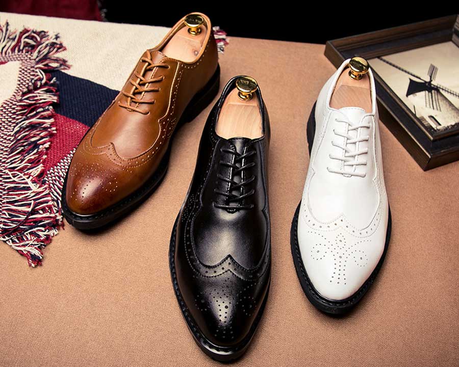 Men's brogue leather oxford dress shoes