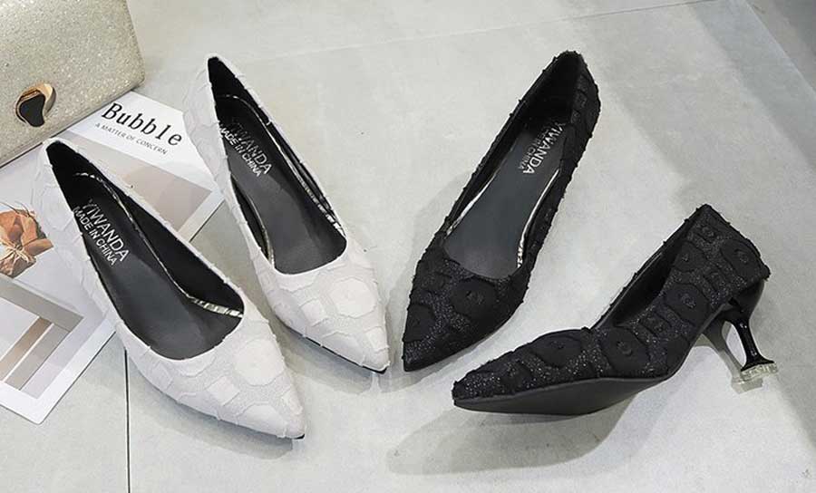 Women's random shapes slip on heel dress shoes