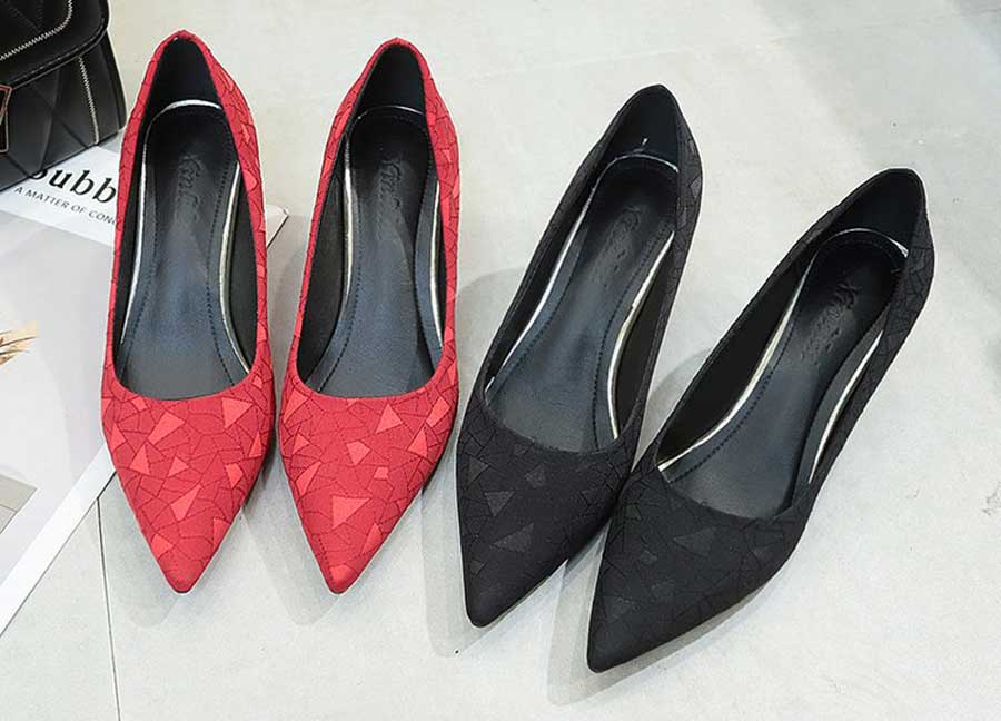 Women's mix pattern shapes heel dress shoes point toe