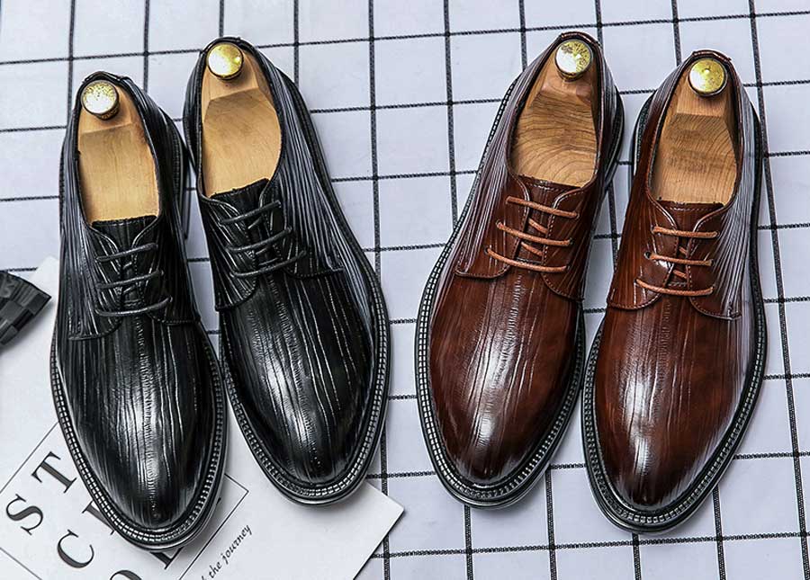Men's stripe detail derby dress shoes