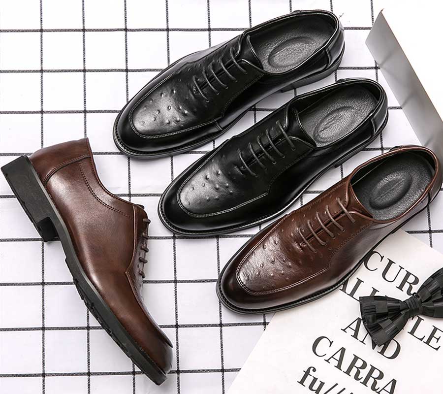Men's retro croc skin pattern oxford dress shoes