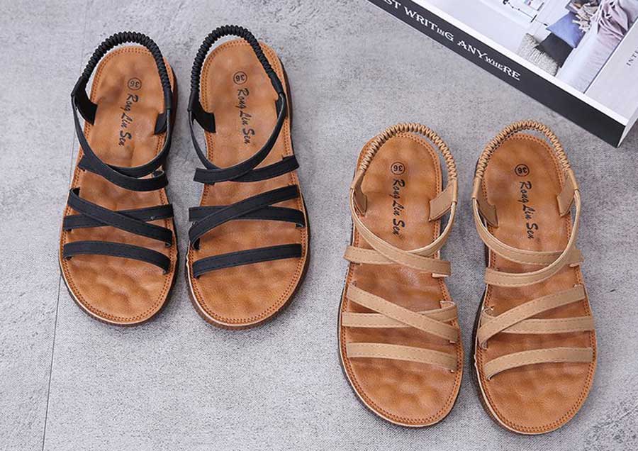 Women's cross strap slip on shoe sandals