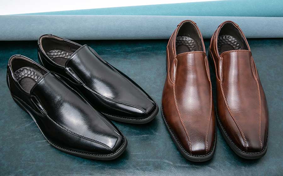Men's simple plain stitch accents slip on dress shoes