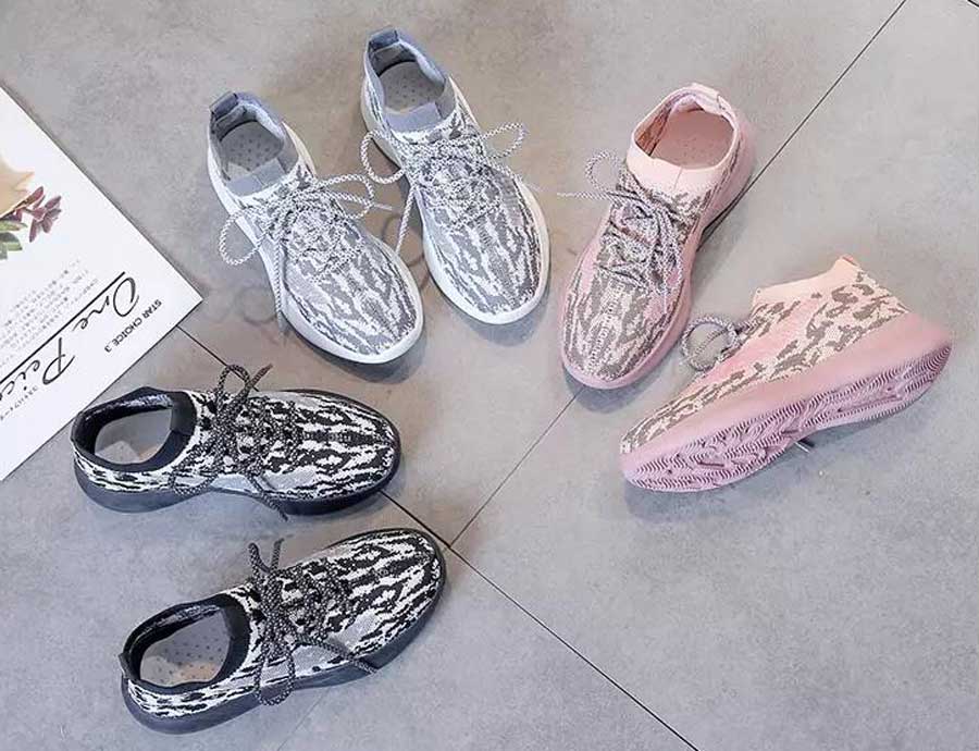 Women's leopard print flyknit texture pattern shoe sneakers
