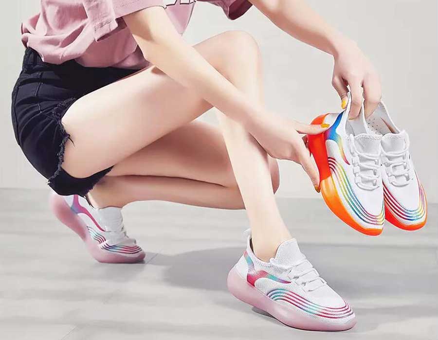 Women's multi color stripe shoe sneakers