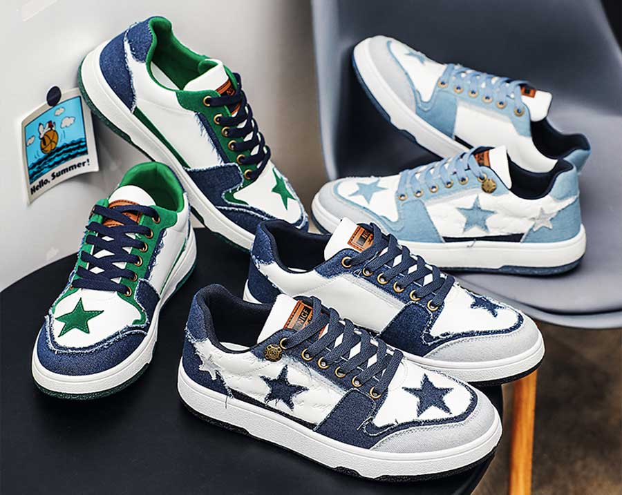 Men's pattern & star casual lace up shoe sneakers