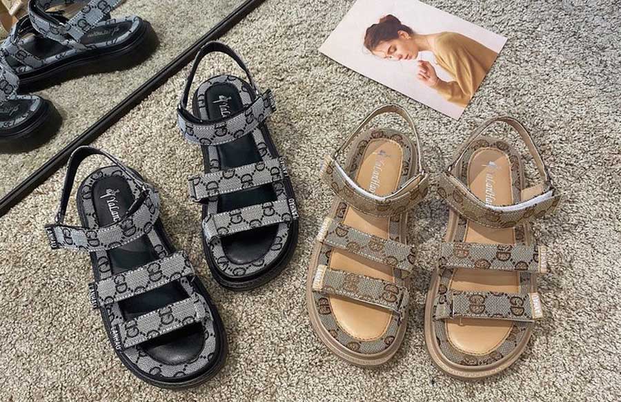 Women's pattern print velcro slip on shoe sandals