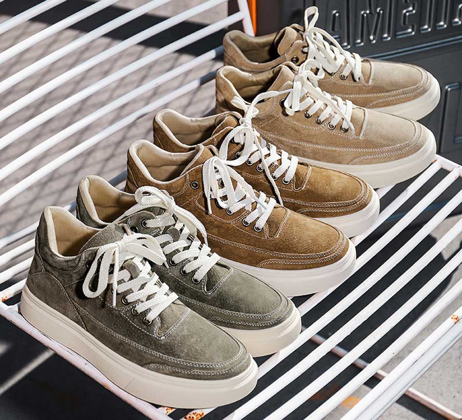 Men's suede lathe line accents casual lace up shoe sneakers