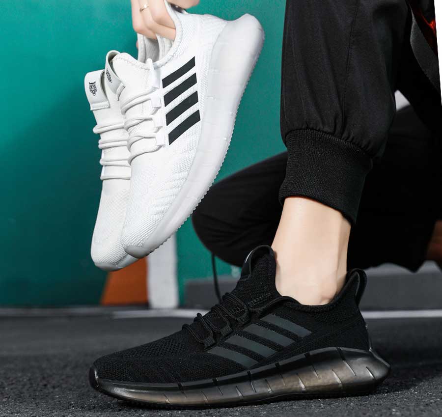 Men's stripe pattern flyknit casual shoe sneakers