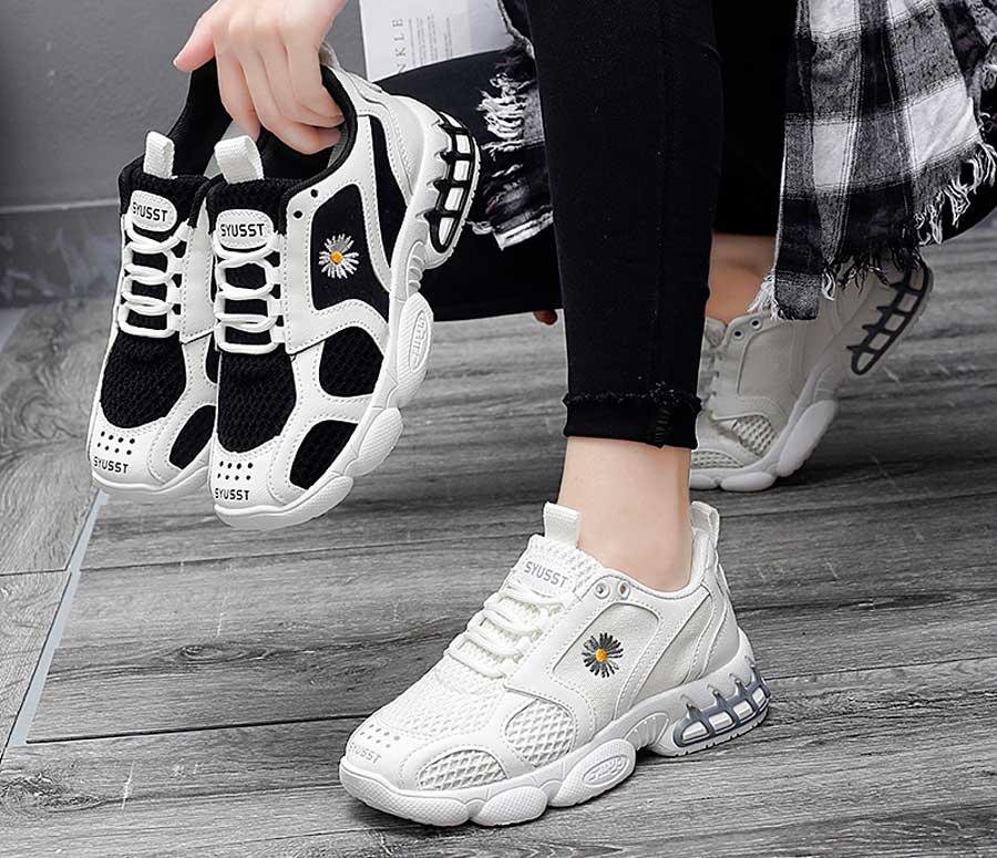 Women's pattern flower print shoe sneakers