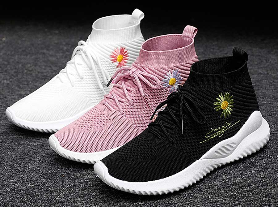 Women's floral pattern sock like flyknit shoe sneakers
