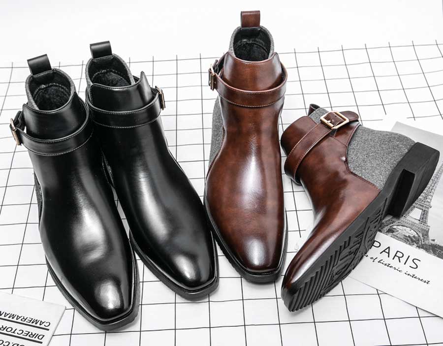 Men's join accents buckle slip on shoe boots