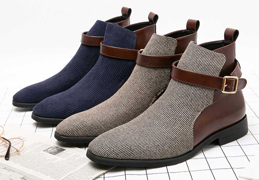 Men's join accents buckle slip on shoe boots