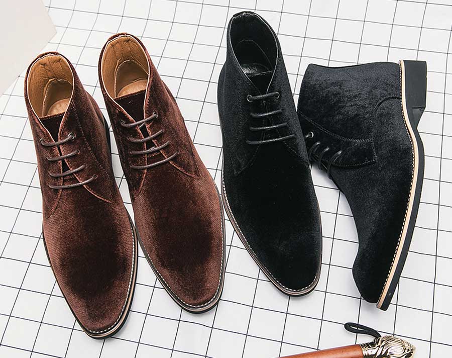 Men's suede sewn accents lace up shoe boots