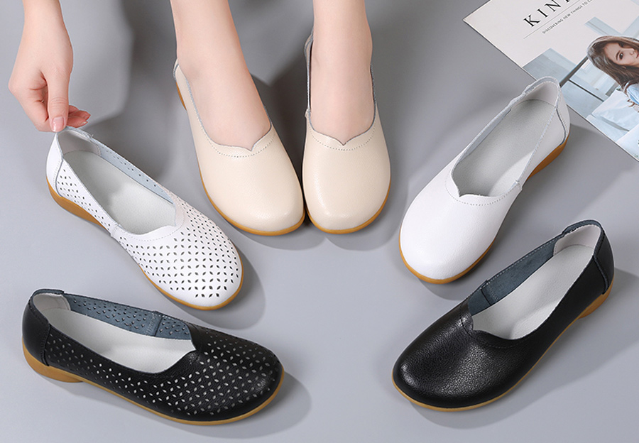 Women's plain low cut slip on shoe loafers