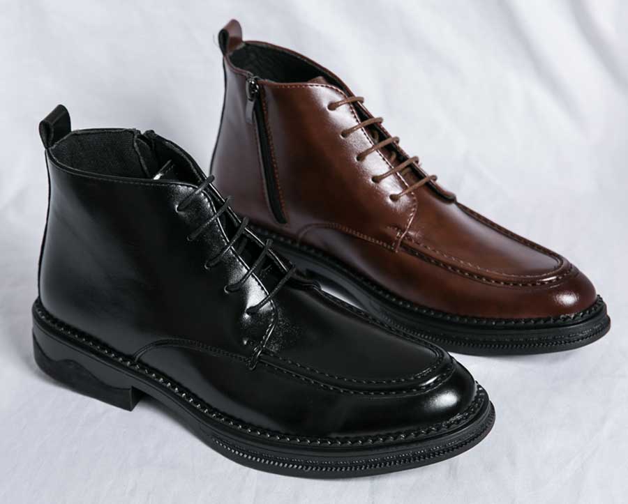Men's plain side zip lace up shoe boots