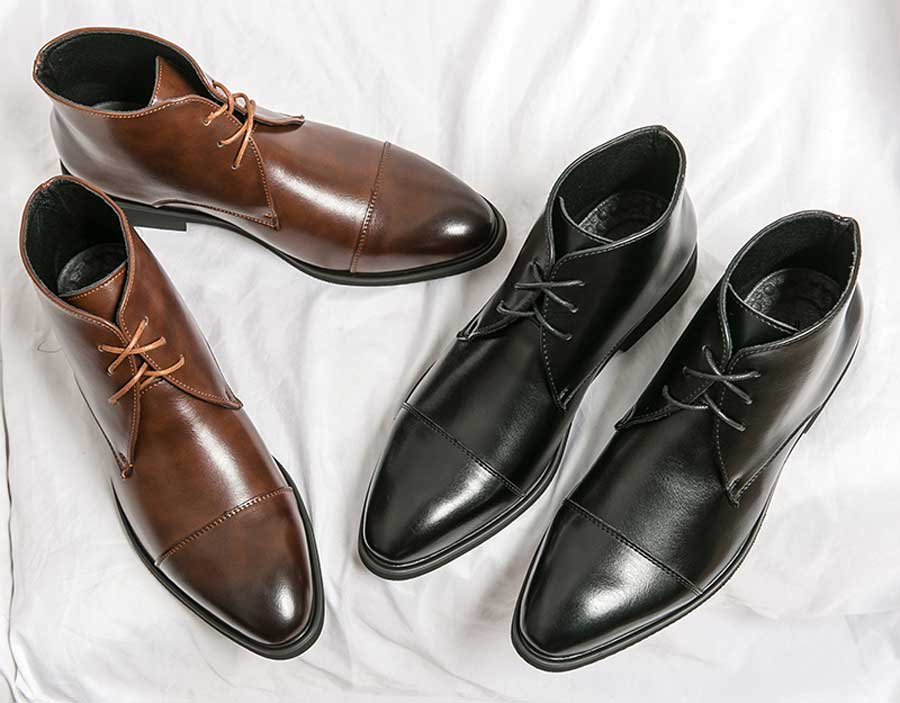 Men's cap point toe lace up shoe boots