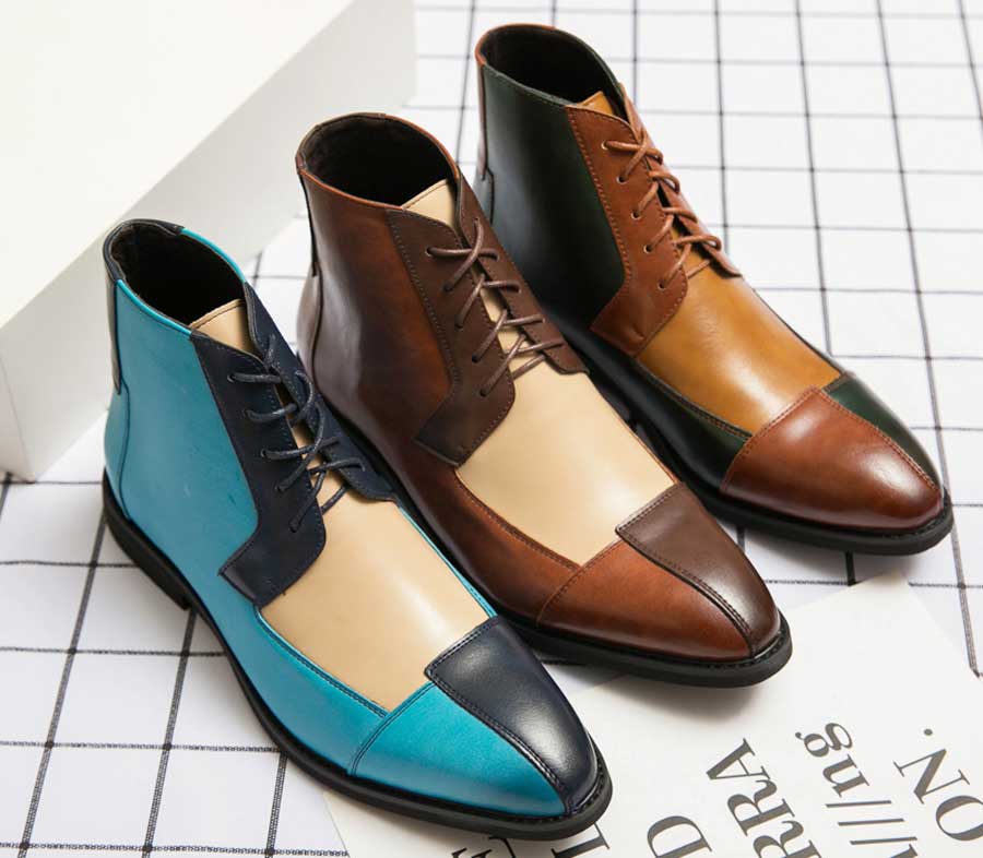 Men's multi color join accents lace up shoe boots