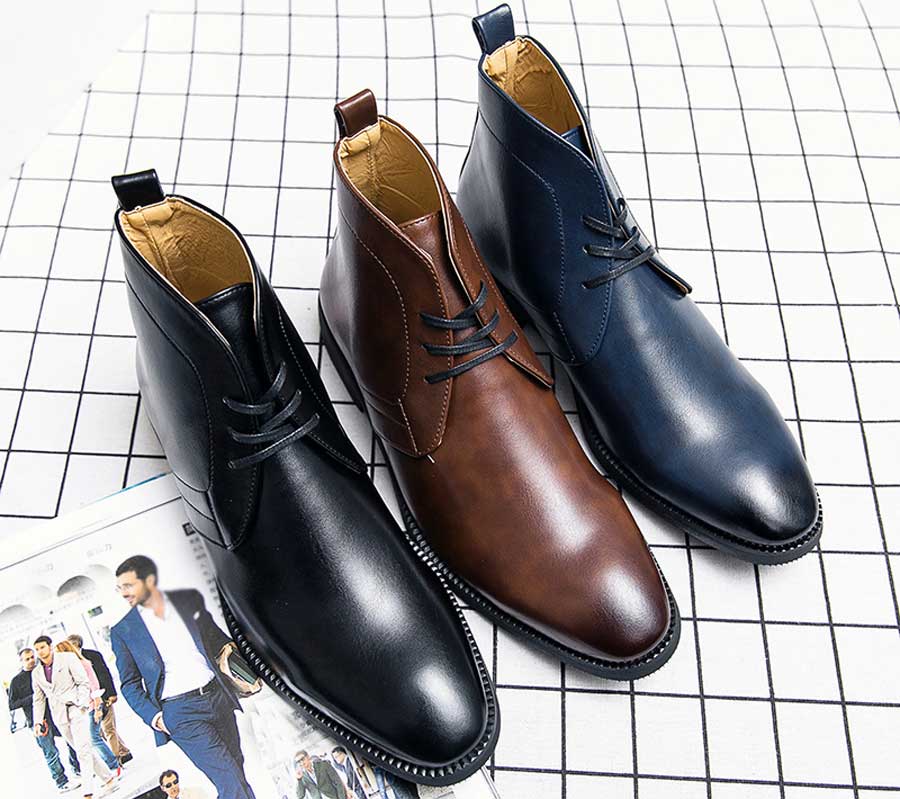 Men's plain casual lace up shoe boots