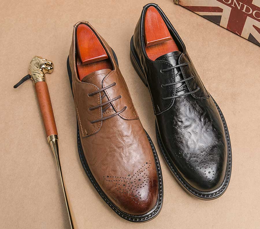 Men's retro brogue derby dress shoes