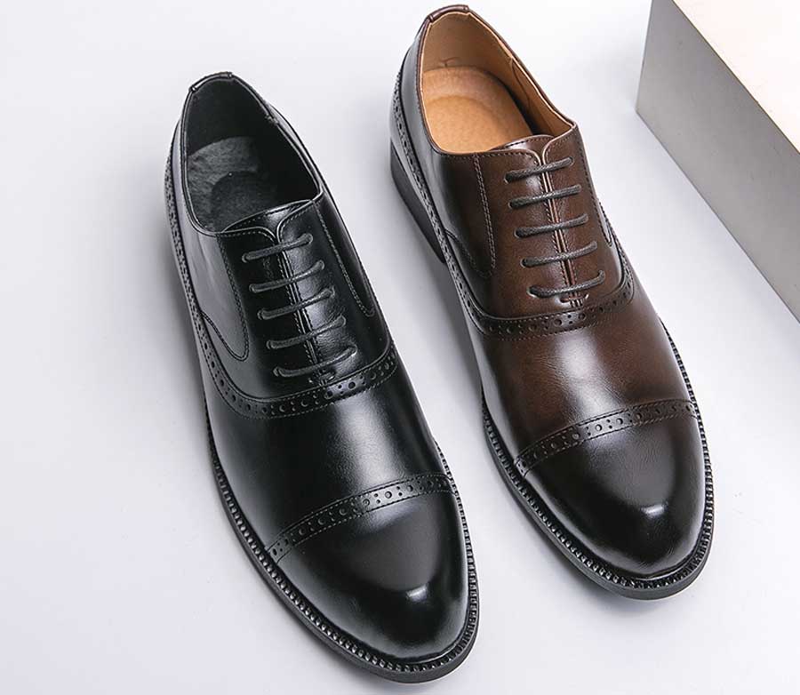 Men's brogue cap toe oxford dress shoes