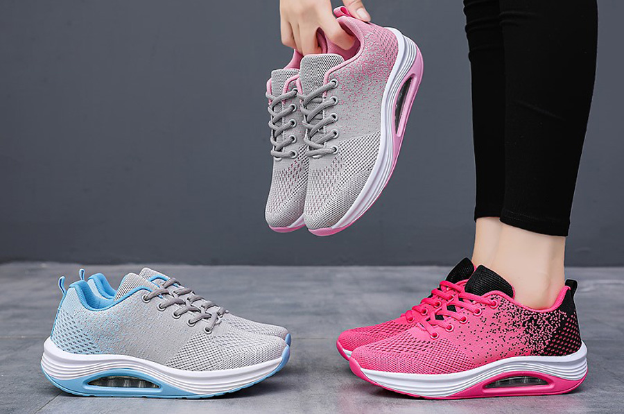 Women's flyknit pattern texture rocker bottom shoe sneakers